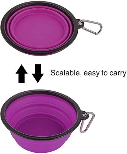 Premium Large Collapsible Dog Bowls - 34Oz Portable Travel Dishes with Carabiner Clip (2 Pack: Purple & Red)