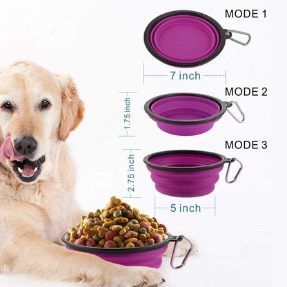 Premium Large Collapsible Dog Bowls - 34Oz Portable Travel Dishes with Carabiner Clip (2 Pack: Purple & Red)